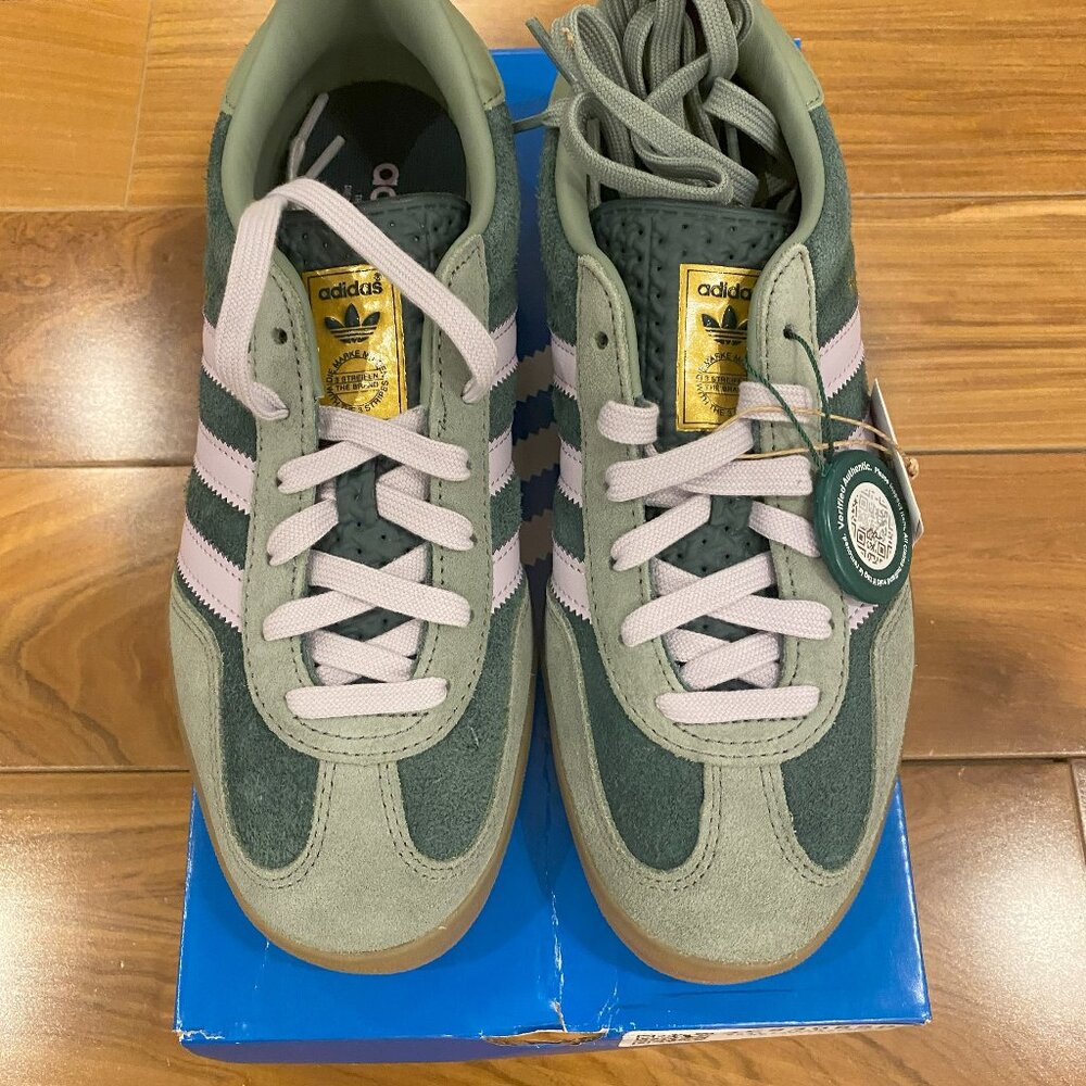 adidas Gazelle Indoor Mineral Green Silver Dawn M7.5-W6.5 Style:JI0323